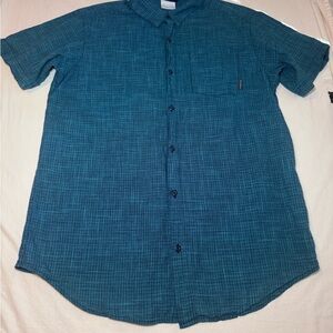 Columbia Shirt Men’s L Blue Soft Short Sleeve Button Down Lightweight Casual